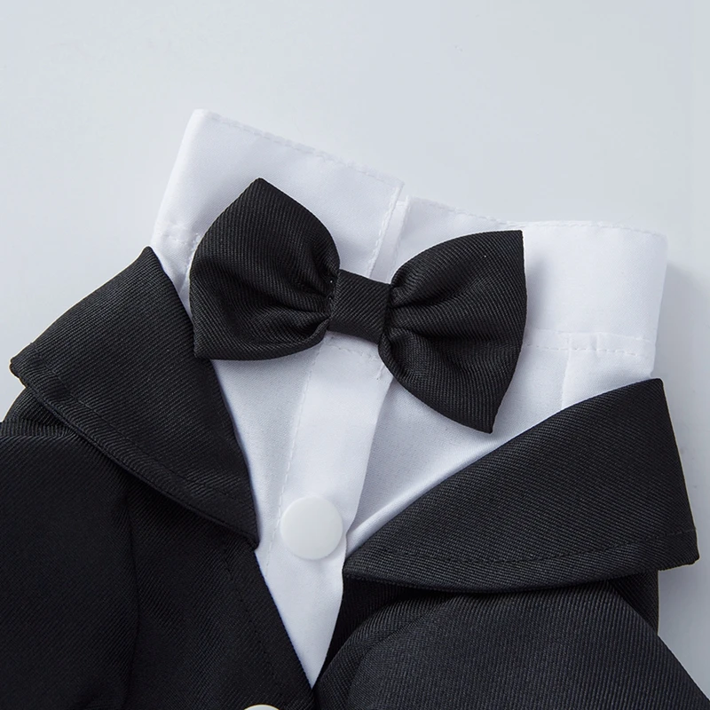 Ropa Formal de boda para perro, camisa negra con pajarita, esmoquin de , vestido de Halloween