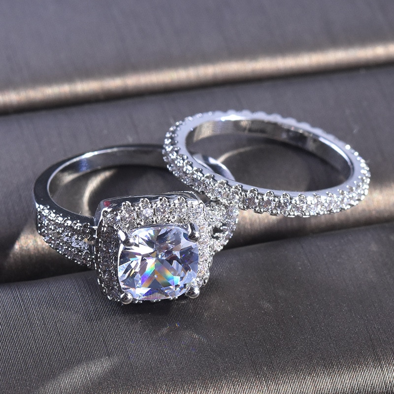 2 karat vit diamantring för kvinnor naturliga smycken anillos bizuteria bijoux femme gnistrande läckra anillos mujer vigselringar