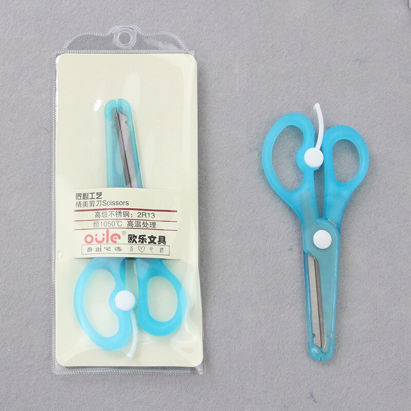 Cartoon Student Veiligheid Papier gesneden Kunst Schaar met Beschermende Cover Cap Kantoor School Supply Kids Briefpapier