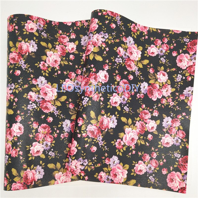 1PC 21X29CM Glow in The Dark Faux Leer Stof, rose Gedrukt Synthetisch Leer Stof Voor Maken Bows LEOsyntheticoDIY T276B