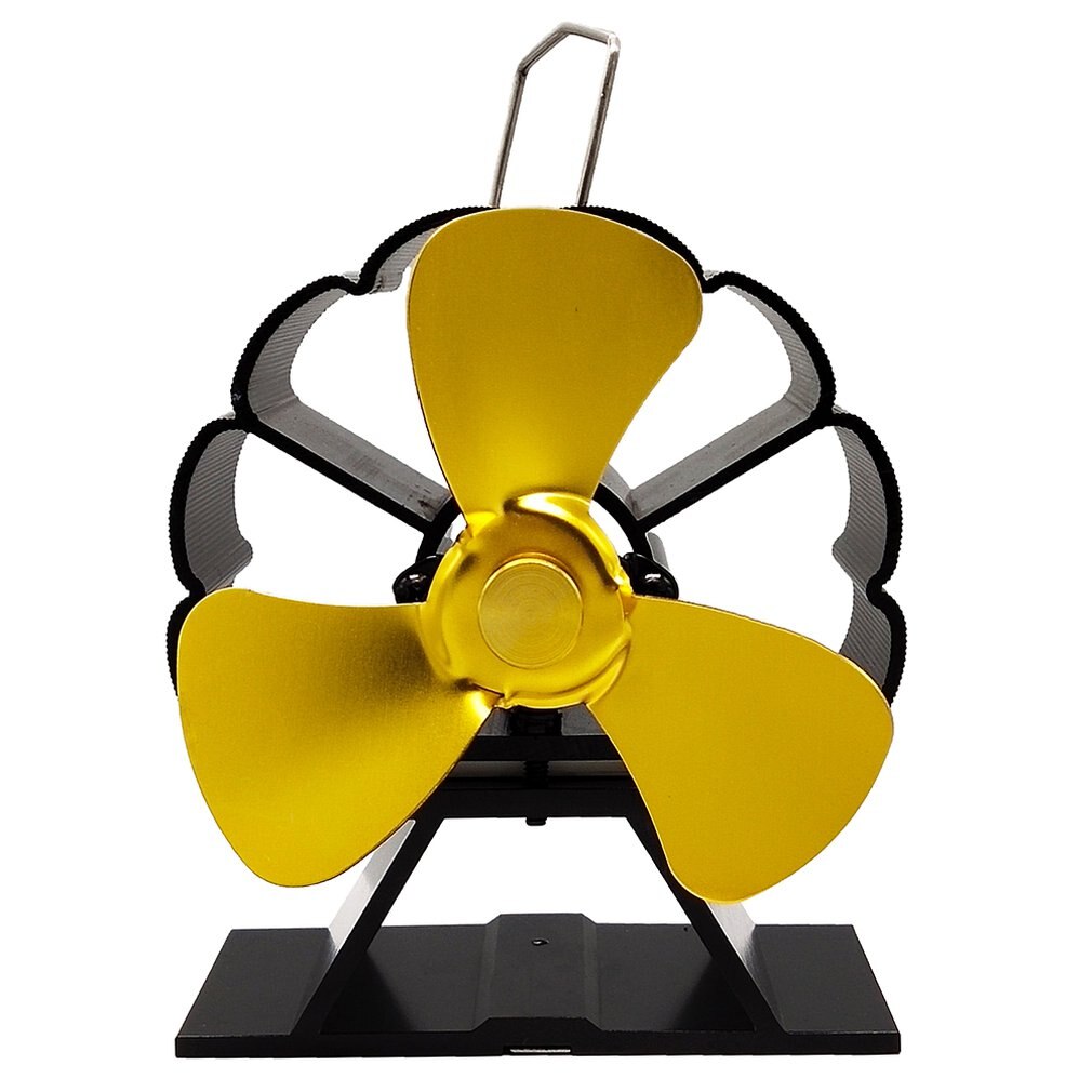 Poele impuissant ventilateur soufflant poele ventilateur poele a bois pour cheminee bruleur a bois ventilateur Eco alimenté ventilateur de cheminée ventilateur thermique: Golden 3 Blades