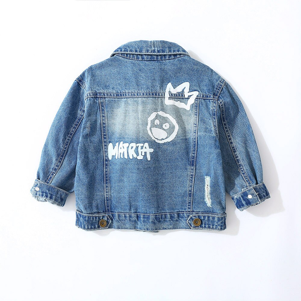 Giacca di jeans per bambini 2020 primavera autunno nuovi neonati stampa di moda top retrò giacca di jeans Casual con risvolto allentato All-match