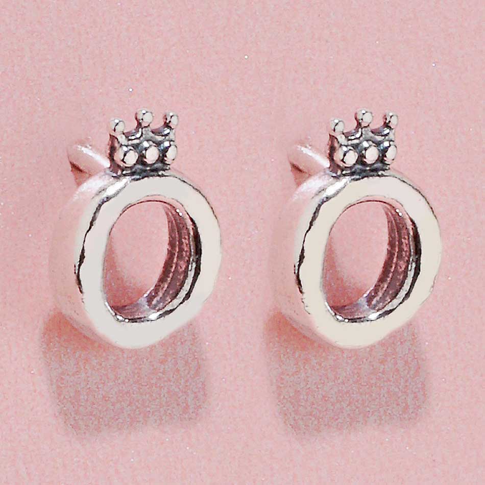 Original 925 Sterling Silver Earring Polished Crown O Signature Earrings For Women Wedding Fine Europe Jewelry