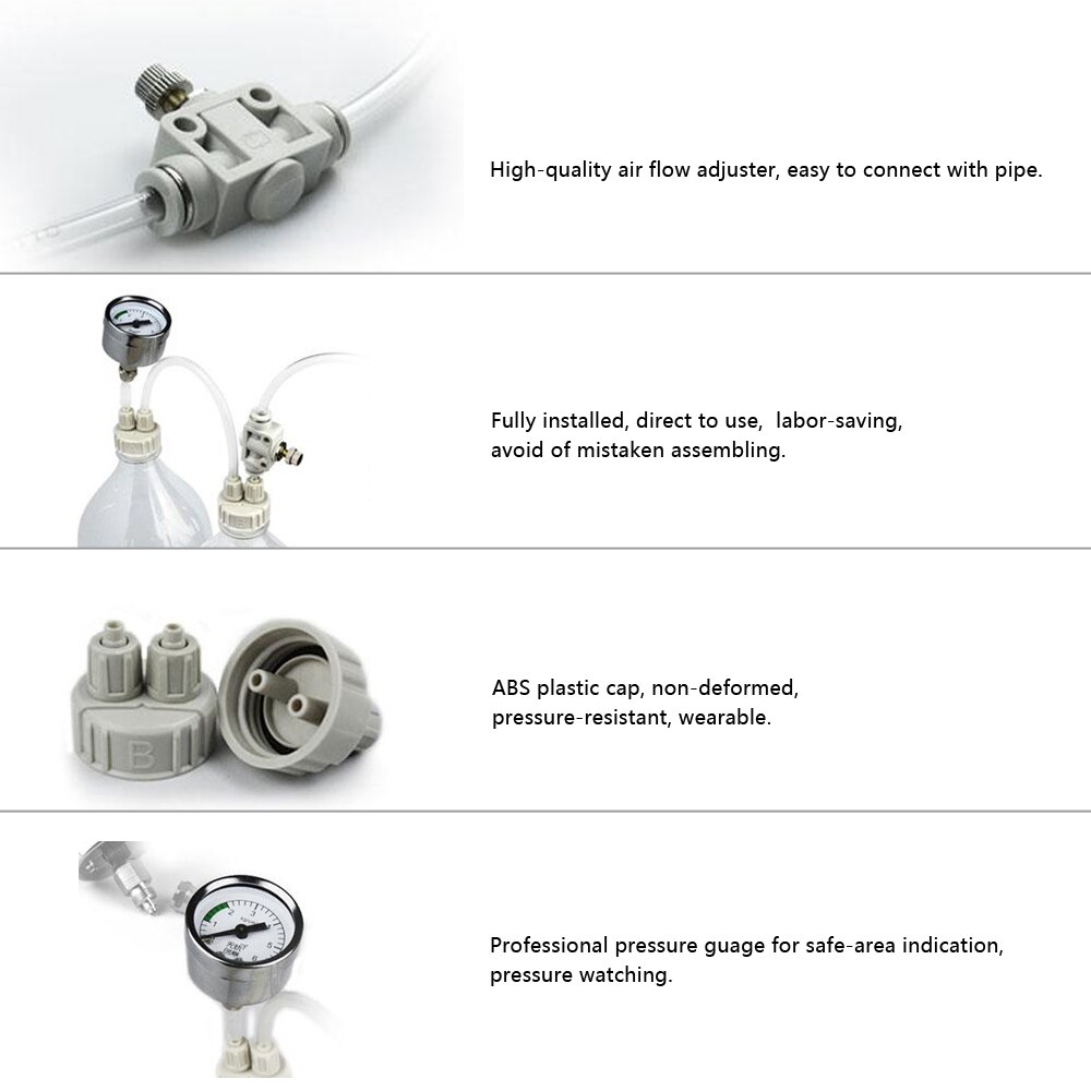 DIY CO2 Generator System with Pressure Guage Air Flow Adjustment Vavle Water Plant Aquarium Accessory Necessity CO2 Generator