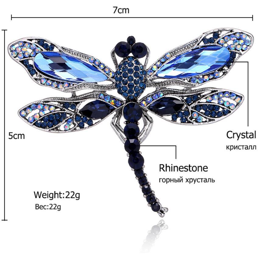 Neue Insekt Libelle Strass Broschen für Frauen Männer Schmuck Jahrgang Metall Kristall Hijab Stifte und Brosche Zubehör