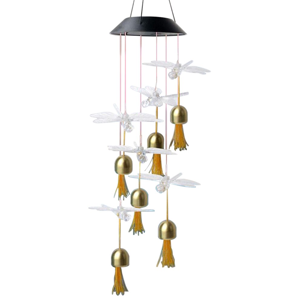 Garden Solar Wind Chime Outdoor Waterproof LED Decorative Mobile Hanging Patio Bedroom Yard Home Decor Party Color Changing