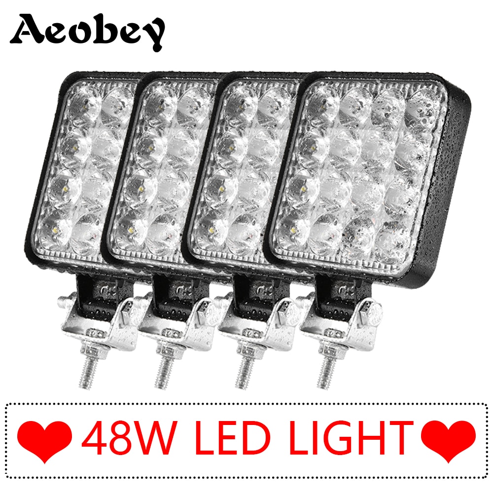 Aeobey auto led bar työvalo auton valo 48w offroad työvalo 4 x 4 led traktorin ajovalo kohdevalo kuorma-auton mönkijälle 12v 24v
