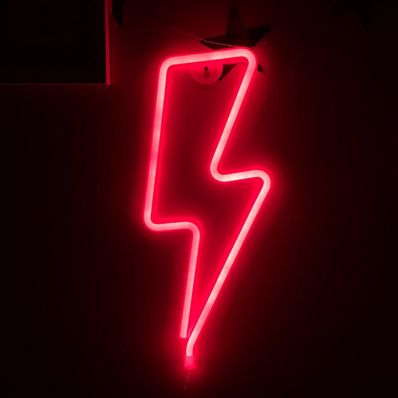 Rayo de luz LED con señal de neón, lámpara colgante de pared, decoración de habitación, decoración para el hogar, boda,: Red Lightning