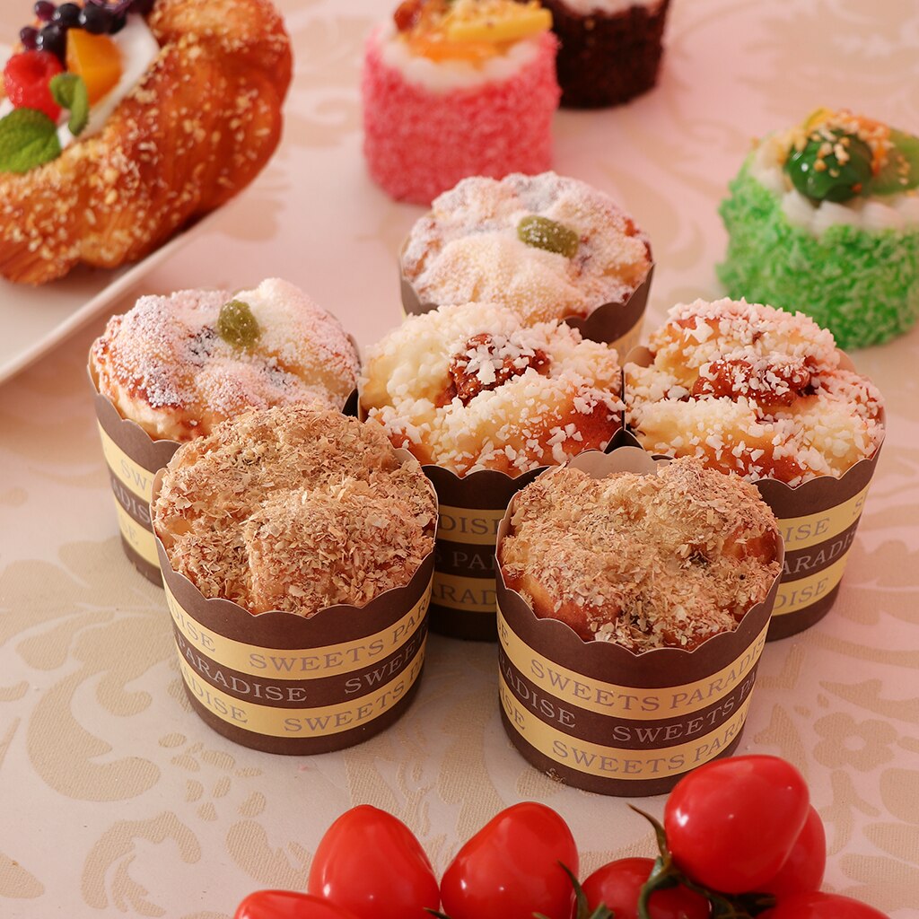 6Pcs Kunstmatige Gemengde Cake Pu Simulatie Strooi Voedsel Cupcake Dessert Fotografie Props