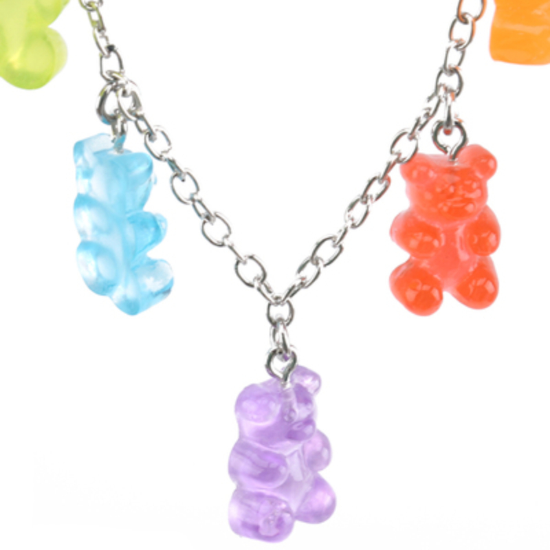 Gummy mini candy bear 7 farger søt judy tegneserie dyreanheng bjørn halskjede rustfritt stål choker kvinner jente bijoux krage