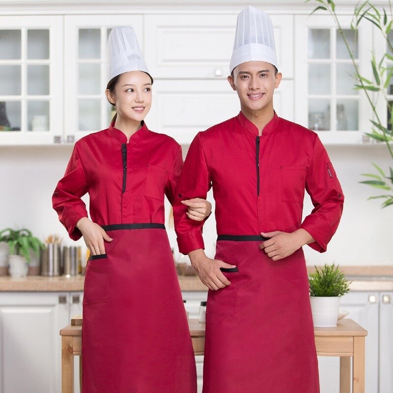 Kokkeuniform herregjødsel øke hotellets kantine kokkens kjøkken langermet qiu dong antrekk