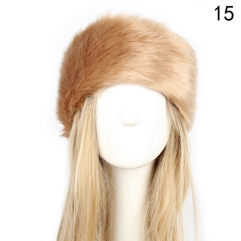 Winter Dikke Harige Haarband Fluffy Faux Fur Vrouwen Meisje Bont Hoofdband Hoed Winter Outdoor Earwarmer Ski Hoeden Sneeuw Cap: 15