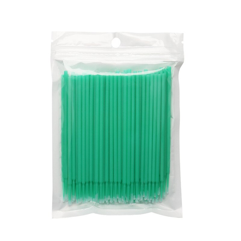 100pcs Disposable MicroBrush Eyelashes Extension Individual Lash Removing Swab Crystal Micro Brush Eyelash Extensions Tools: green