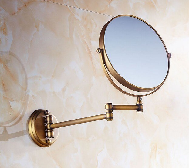 Antique bathroom folding makeup sided mirror retractable folding magnifier beauty mirror Rose gold