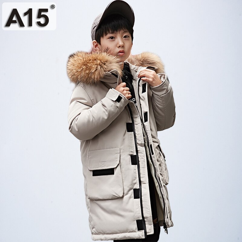 A15 Donsjack Voor Jongen Lange Hooded Grote Jongens Winter Jas Tiener Kids Winter Jassen Kinderen Jassen Maat 6 8 10 12 14 Jaar