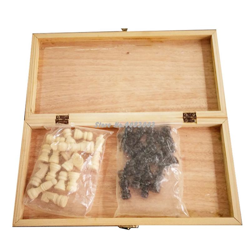 Wooden International Chess Set Board Travel Games Chess Draughts Entertainment