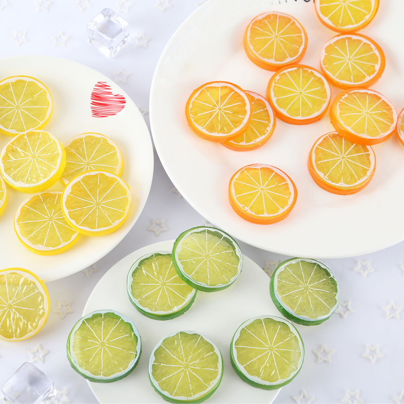 Mini æble citron skiver harpiks frugter model til festival fest hjem bordindretning foto rekvisitter