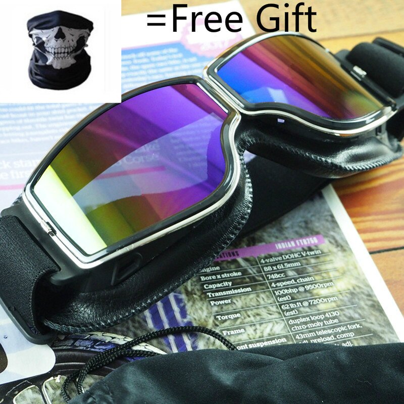 Gafas de piel sintética para motocicleta, lentes ajustables de color para esquiar, nieve, hombre y mujer: color