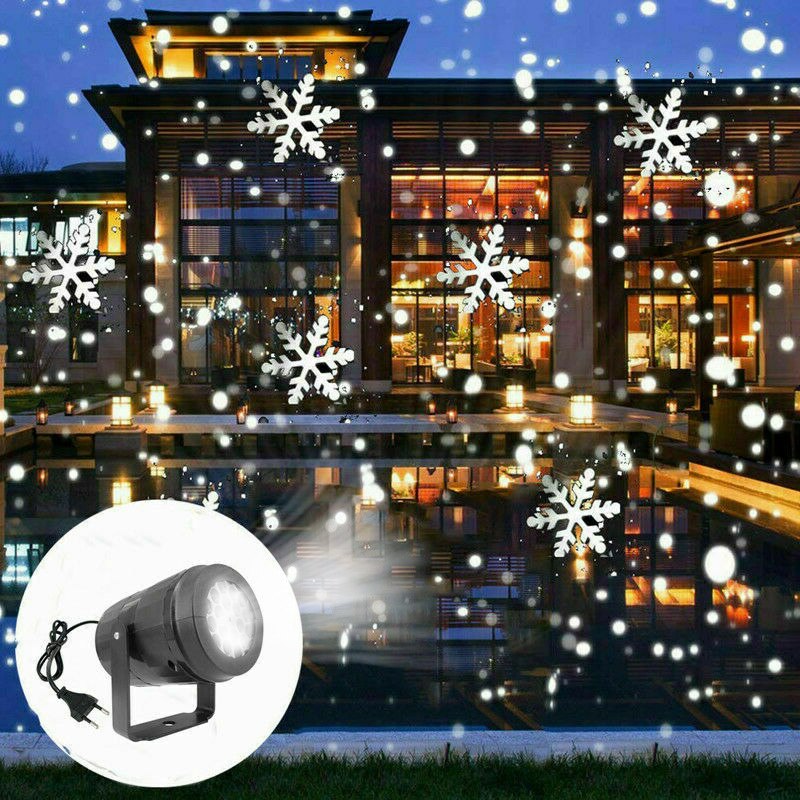 Proiettore di fiocchi di neve luce super luminosa spostare neve natale portato luci laser esterno impermeabile prato paesaggio decorazioni per feste di natale