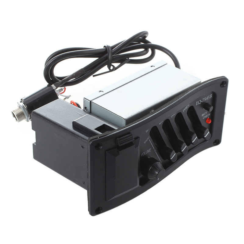 Complete Kit EQ Pre-Amp plus Pickup for Acoustic Guitar 7545R-4 Bands plus Colume Control, Supplied with A Battery Box