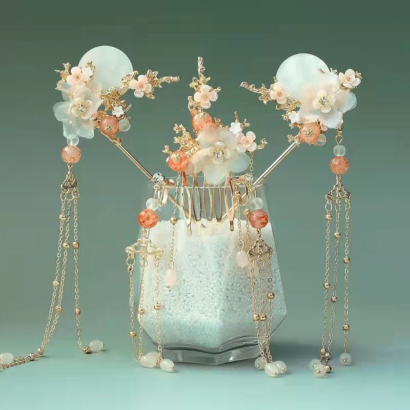 Tradycyjny chiński kostium dla kobiet Hanfu sukienka w stylu Vintage starożytny damskie białe stroje bluzka ludowej strój Tang ubrania imprezowe: hair accessories / XL