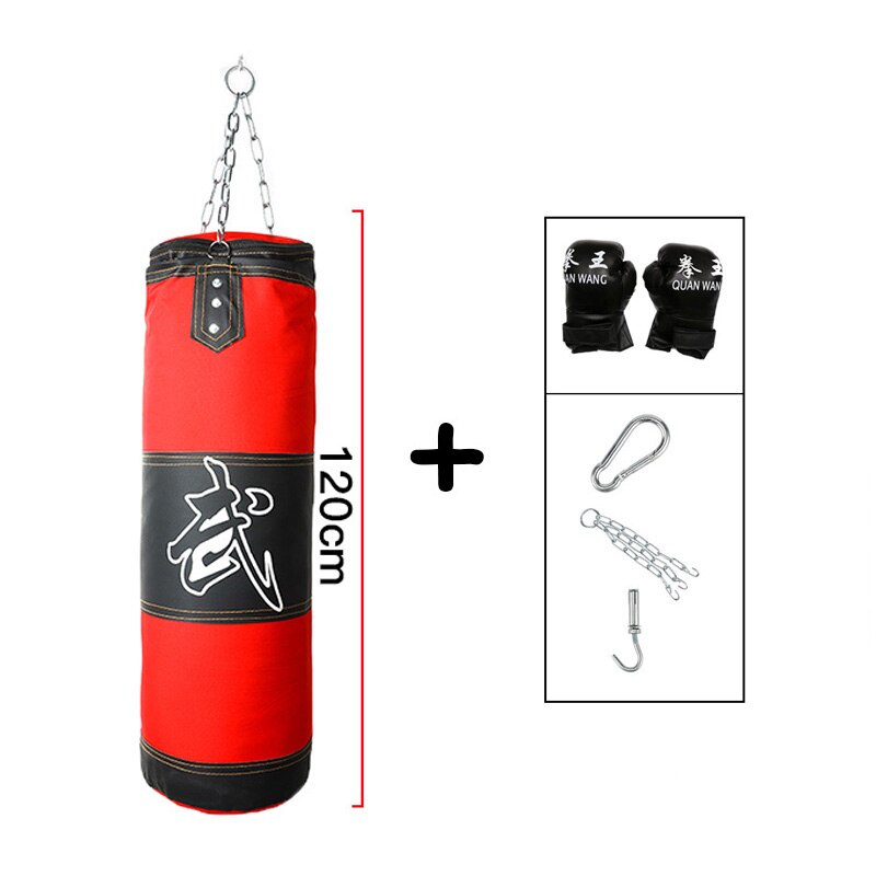Träning fitness mma boxning boxningssäck set hängande boxning ihålig sandsäck tung muskulation boxningshandskar + handled: 120-2