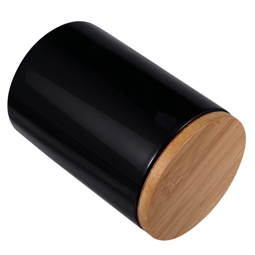 1pc cerâmica de bambu tampa de vedação pode moistureproof selado tanque de armazenamento para casa: Black