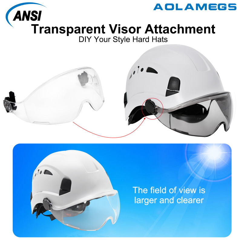 Construction Safety Helmet With Goggles Visor ABS Hard Hat Light ANSI Industrial Work Head Protection Rescue CR08