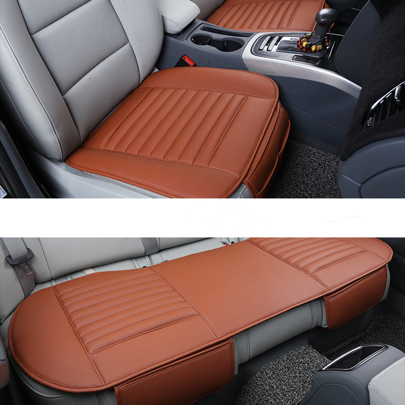 Funda de cuero PU para asiento de coche, almohadilla protectora antideslizante transpirable para las cuatro estaciones, Universal, conjunto de fundas para asiento de coche