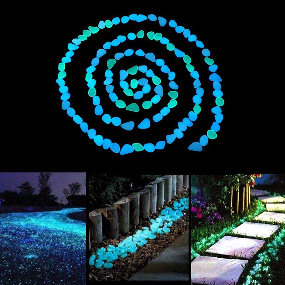 50/100Pcs Glow in The Dark Garden Pebbles Stones Rocks for Yard and Walkways Decor, DIY Decorative Luminous Stones