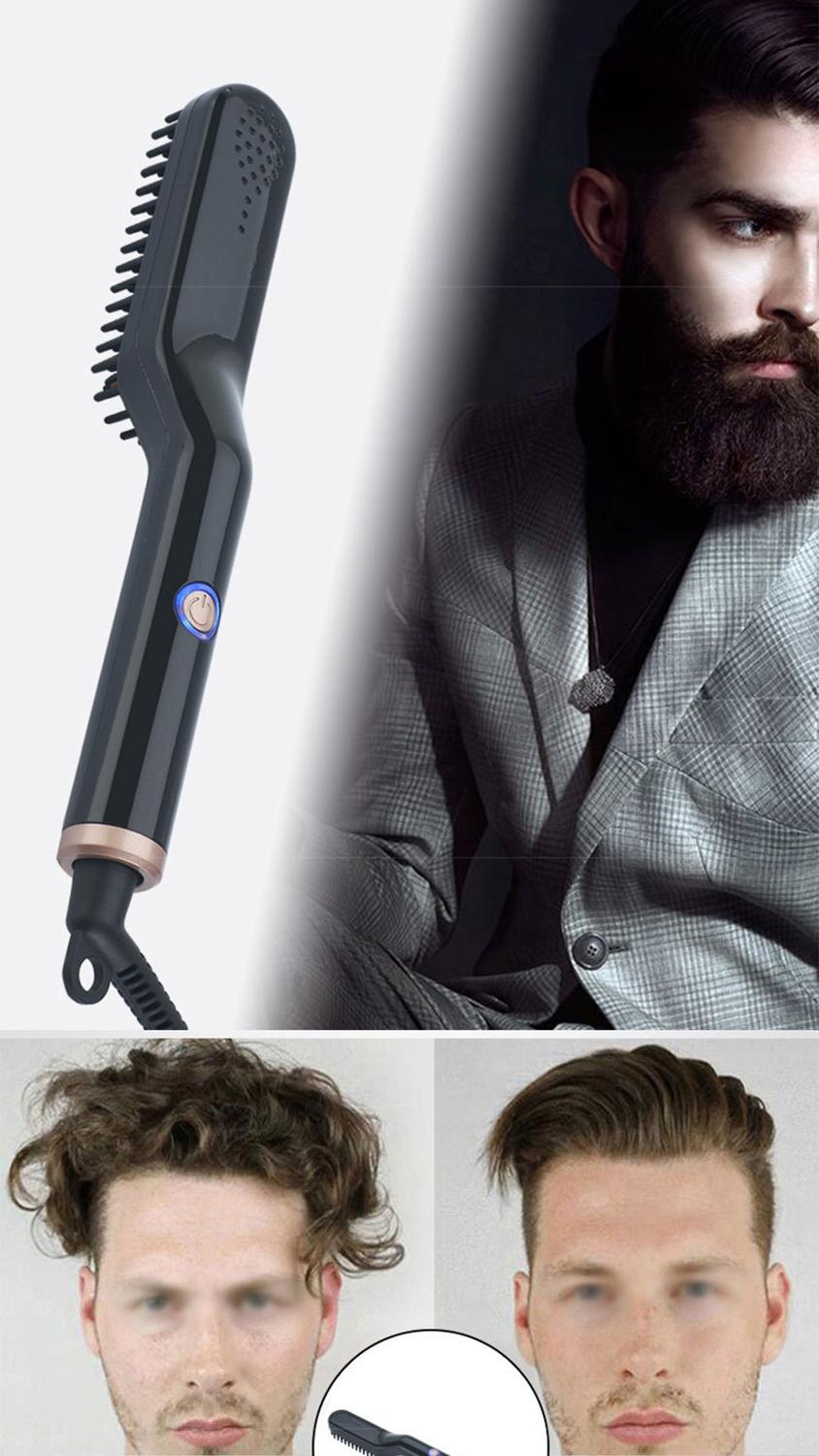 Mini lisseur à barbe en céramique pour hommes, brosse à cheveux, fer à friser, peigne à lisser rapide, styliste, nouveauté