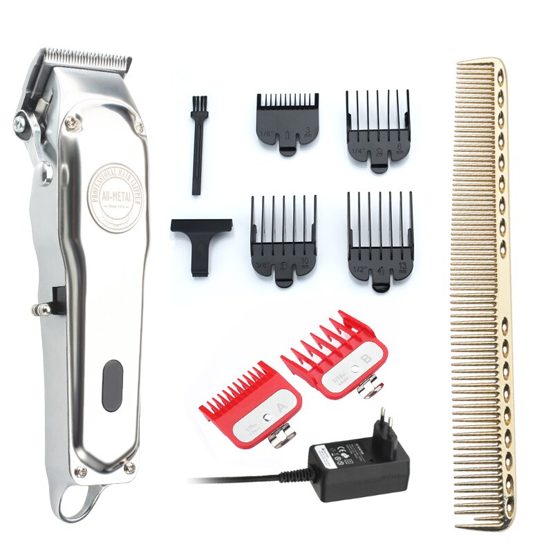 KIKI NEWGAIN Rechargeable All Metal Hair Clipper Cordless Electric Hair Trimmer Haircut Beard Shaver Machine: 107 set1