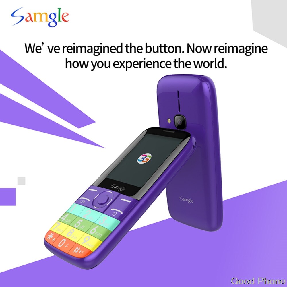 Samgle ZOEY F3 WCDMA 3G Bar Feature Phone Big Keyboard For Elder Support Whatsapp Facebook Twitter Color Display Torch