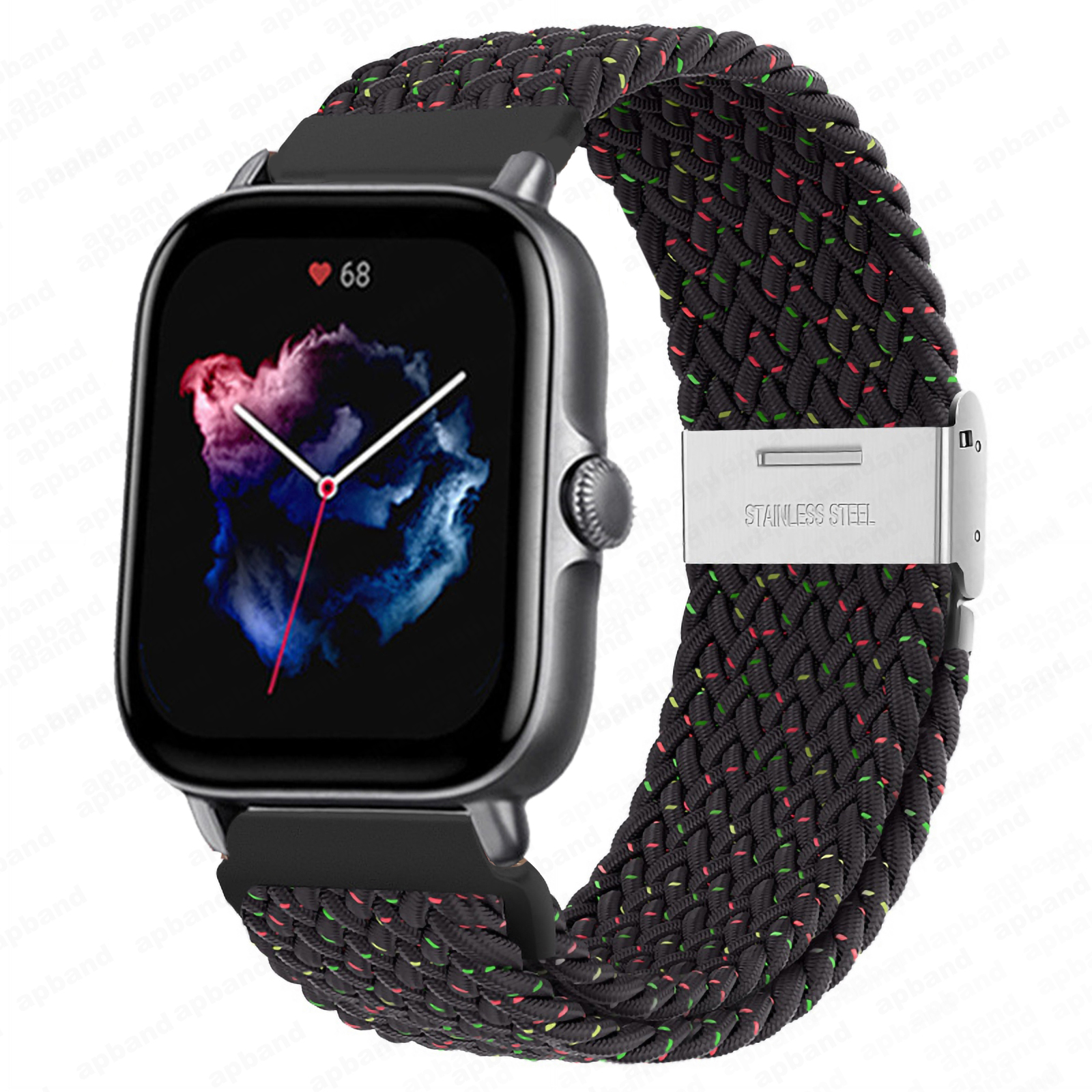Correa de 20mm/22mm para Amazfit GTS/2/2e/3/4/GTS2 Mini/GTR/3/Pro/4/GTR2/47mm/stratos pulsera elástica trenzada para reloj Amazfit bip: White black / 20 mm