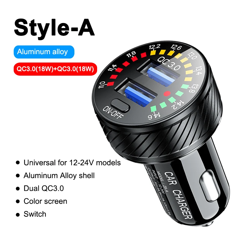 Kewig 48W Usb Autolader Type C Auto Telefoonopladers Snel Opladen Pd Qc3.0 Telefoonoplader Met Aan/Uit Schakelaar Auto-Oplader Adapter: Black