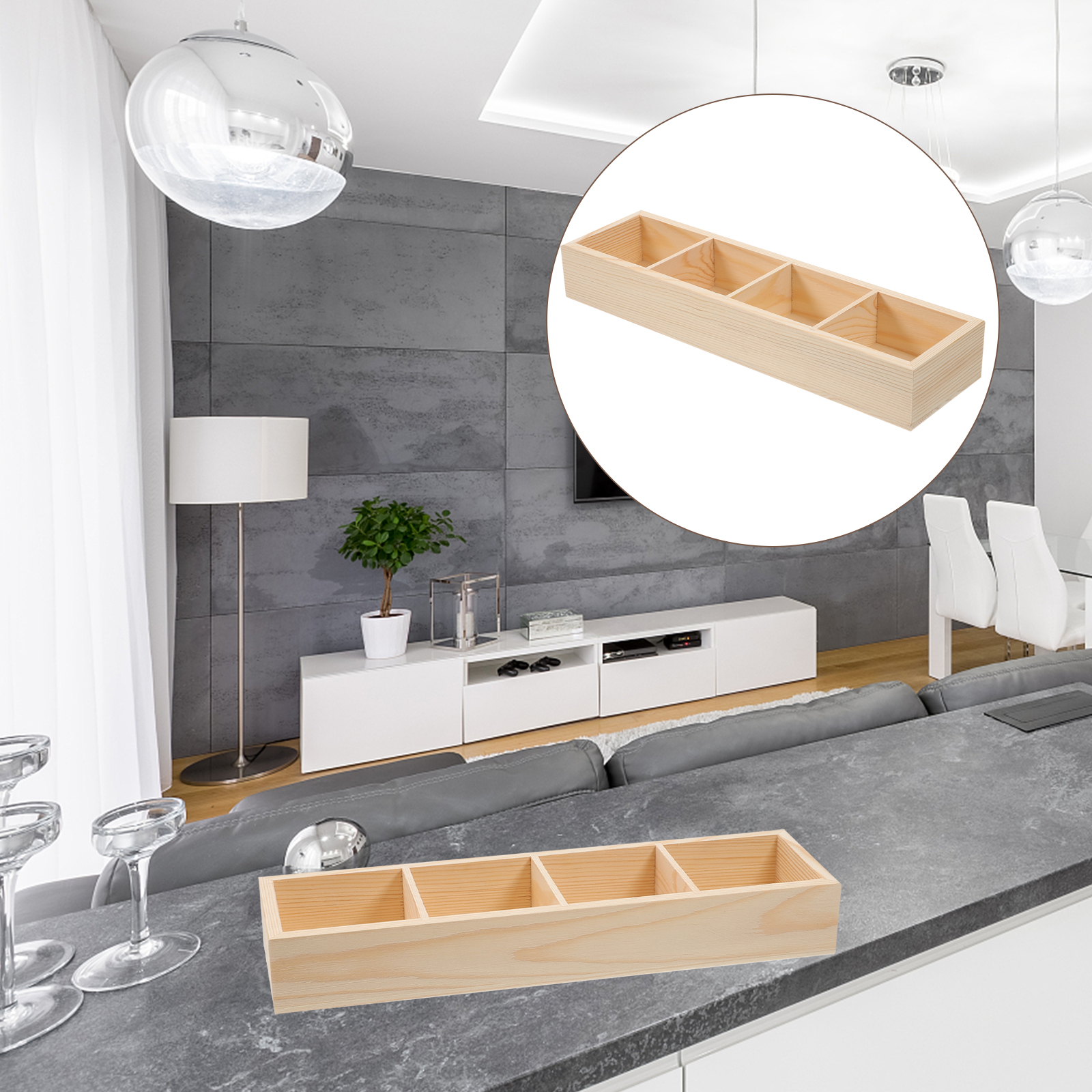 Wooden Texture Multi Compartments Storage Box Tea Bag ganizer Coffee Syrup Holder Sugar Packet Keeper Countertop Divided