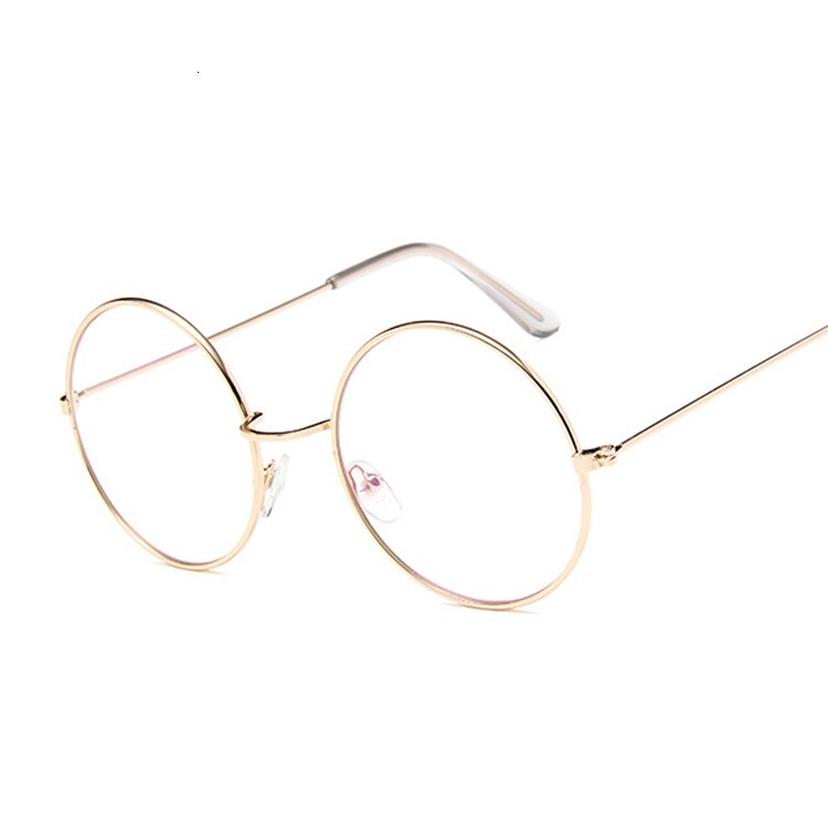 Gafas redondas Vintage para mujer, montura de Metal Unisex, lentes ópticas de círculo negro Retro, lentes transparentes, gafas de gusano: Gold Trans