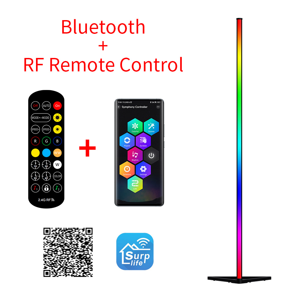 Rgb led gulvlampe indendørs boligindretning moderne hjørne gulvlampe stue rom kunstindretning atmosfærisk stående belysning: Blå / Grøn