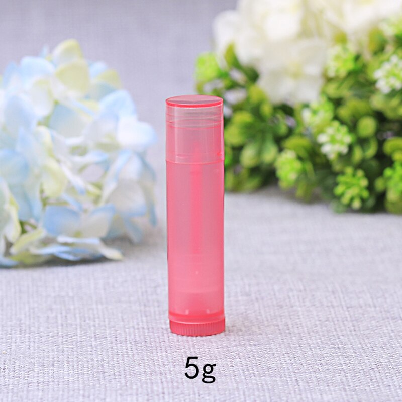 Tubos de bálsamo labial vacíos a granel, 5g, 5ml, con fondo giratorio, envase de bálsamo labial transparente rellenable para maquillaje cosmético DIY, 10 Uds.: Rojo