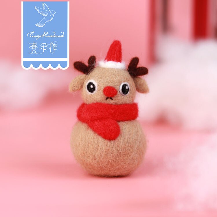 Easyhandmade Needle Felting Santa Claus Christmas Tree Snowman Wool Felt Poke DIY Handmade Craft Kits for Christmas: Deer