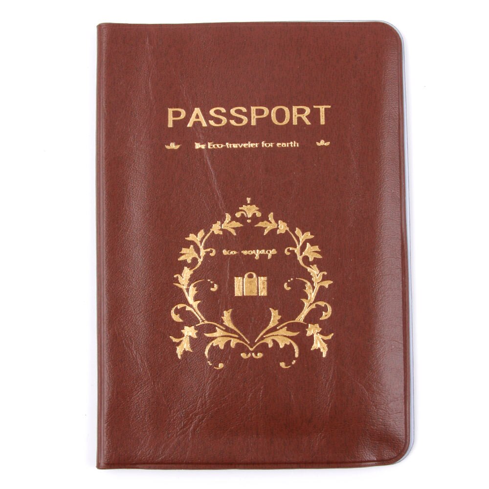 Pink Brown Passport Cover Women Men PVC ID Case Business Credit Card Pouch Protector Holder Pocket Travel Accessories: coffee