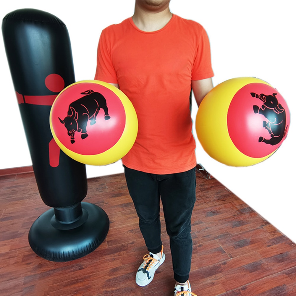 Multi-functional 2pcs Sports Fitness Classic Inflatable Punching Boxing Gloves Workout Muay Thai Taekwondo Sports Gloves