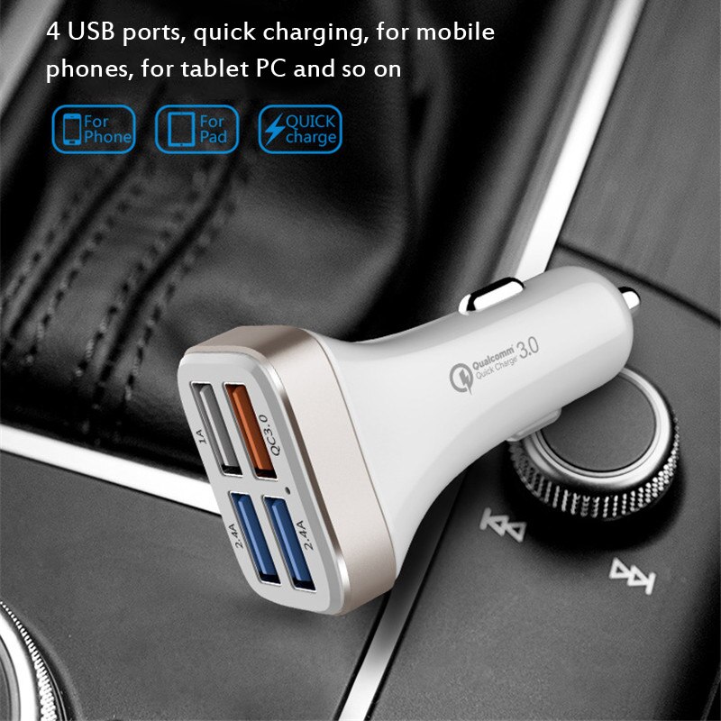 Caricabatterie rapido 3.0 Smart Car Phone caricabatterie USB a 4 porte adattatore QC3.0 ricarica rapida per caricabatterie per auto Samsung iPhone Xiaomi