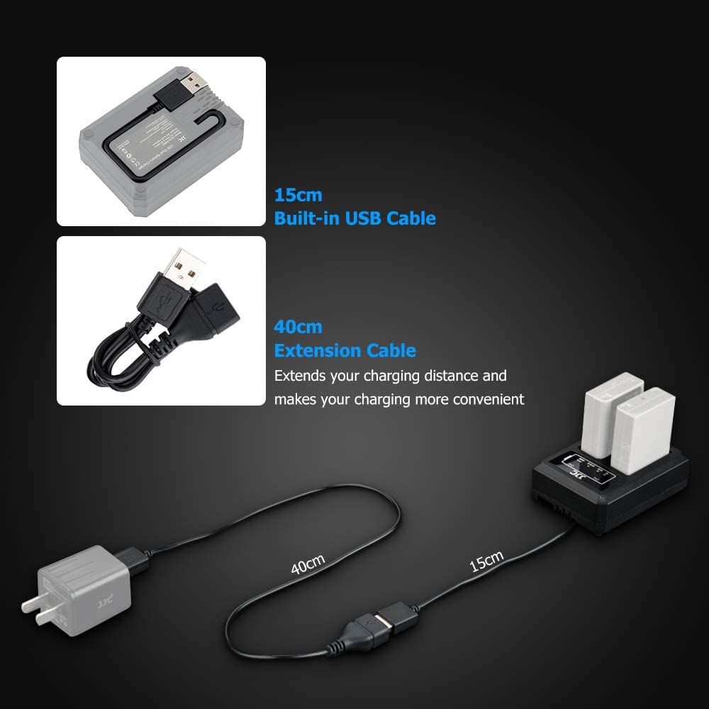 JJC Dual Battery Charger Voor Camera 'S Voor Olympus BLN-1 JJC B-BLN1 Usb-poort Met Verlengkabel 2.5 uur Oplaadtijd