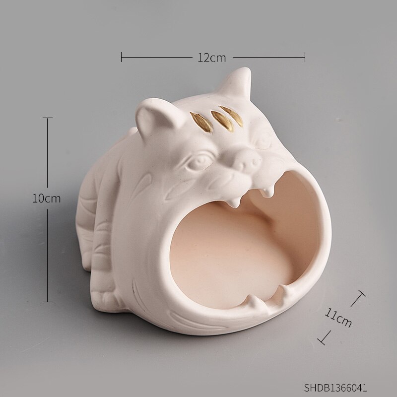 Keramische asbak diermodel knutselen moderne woonaccessoires draagbare asbak voor vriendje grappige asbak: Tijger-b