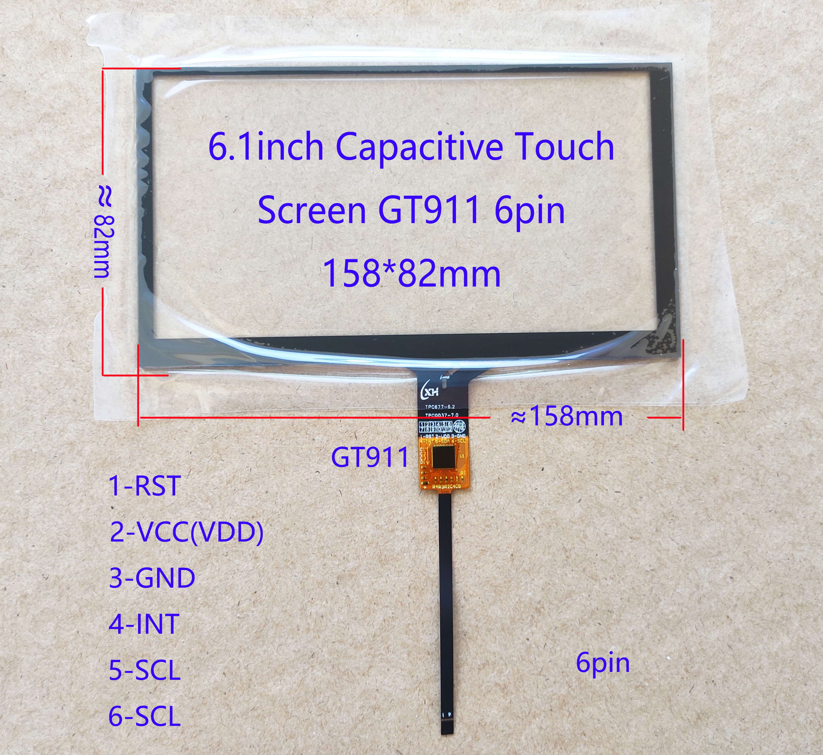 4,3/5/6.1/6.2/6.5/6.9/7/8/9/10. Panel táctil del Sensor de la pantalla táctil capacitiva de 1 pulgada, GT911 928 9271 615 Universal: 6.1 inch