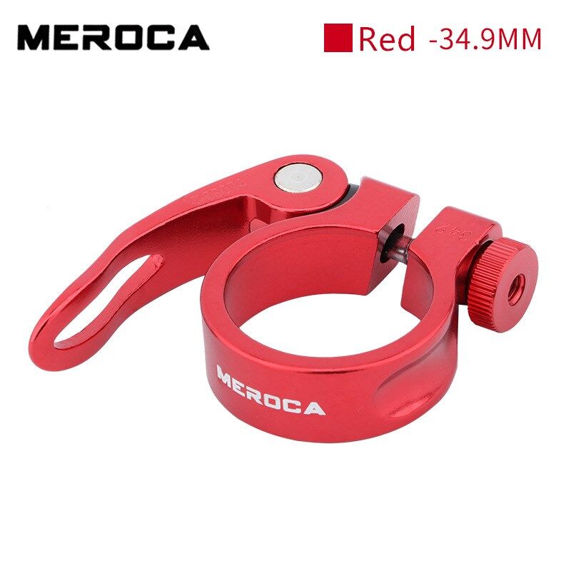 Meroca Fiets Zadelpen 31.8 34.9Mm Klem Qr Quick Release Aluminium Cnc Fiets Lock Klemmen Fietsen Deel Zadelpen clip: Red 34.9mm