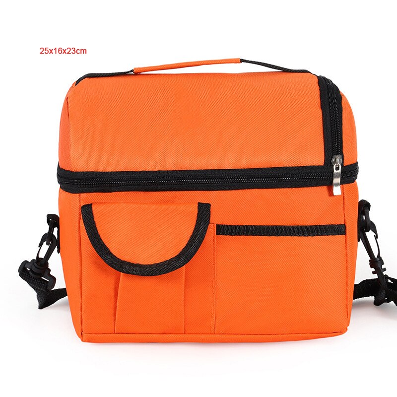 High Capacity Waterproof Lunch Bag Shoulder Crossbody Food Thermal Handbags Adult Kids Outdoor Picnic Storage Pouch Accessory: C Orange