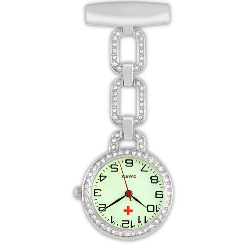 Hohe Arzt Pflege Uhr Diamant Brust PocketWatch Taschenuhr Medizinische Prüfung Uhr Arzt Uhr: Silber