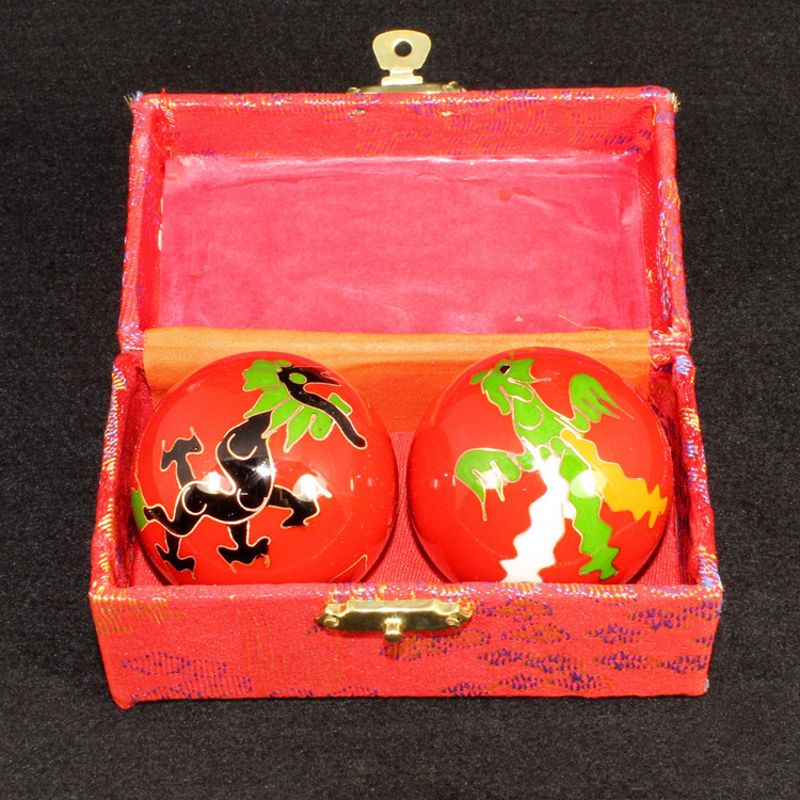 Een Paar Chinese Gezondheid Ballen Baoding Emaille Bal Massage Ballen Voor Hand Therapie 23GD: Red-B